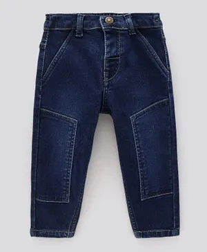 Bonfino Ankle Length Washed Denim Jeans - Dark Blue