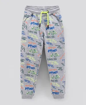 Primo Gino Full Length Cotton Poly Trackpant All Over Print - Grey Melange