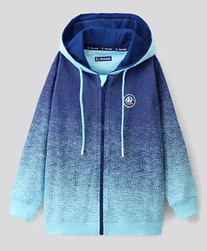 Pine Kids Full Sleeves Biowashed Hooded Sweatshirt Printed- Blue