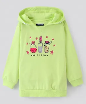 Pine Kids Cotton Knit Full Sleeves Sweatshirt with Hood - Green