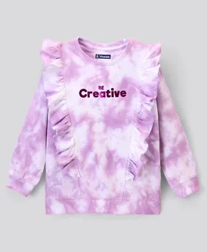 Pine Kids Full Sleeves Biowashed Sweatshirt Tie & Dye Print- Purple