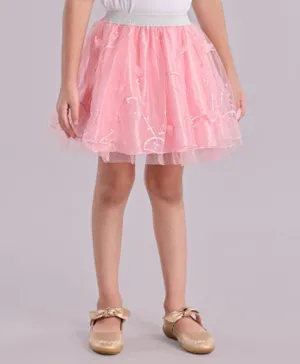 Babyhug Woven Embellished Party Skirt - Pink