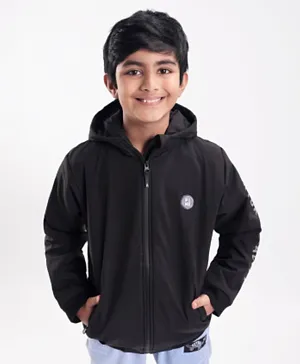 Pine Kids Full Sleeves Light Winter Hooded Jacket - Black
