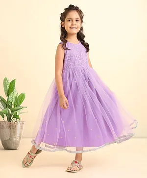 Babyhug Sleeveless Embellished Ethnic Dress- Orchid Bouke