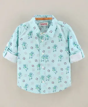 Babyhug Full Sleeve Regular Collar Shirt Printed - Blue