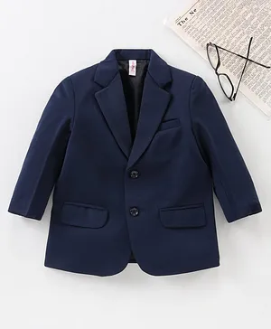 Babyhug Full Sleeves Solid Party Blazer - Navy