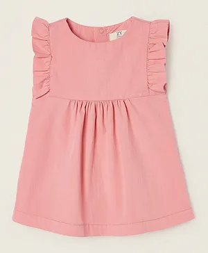 Zippy Ruffle Sleeves Dress - Pink