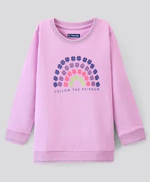 Pine Kids Full Sleeves Biowashed Cotton Sweatshirt Floral Print- Purple