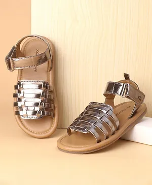 Babyoye Solid Party Wear Sandals with Velcro Closure -  Dark Grey