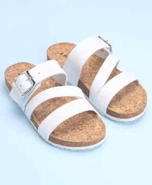 Pine Kids Slip On Sandals with Cork Footbed - White