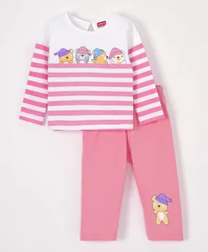 Babyhug Full Sleeves Night Suit Printed - Pink