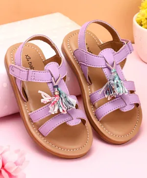 Babyoye Party Wear Sandals with Velcro Closure - Purple