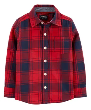 OshKosh B'Gosh Plaid Flannel Button Front Shirt - Red