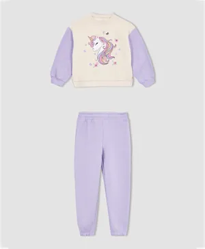 DeFacto Unicorn Sweatshirt With Pants Set - Multicolor