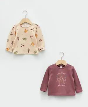 LC Waikiki 2-Pack All over Print & Graphic Sweatshirts - Dusty Rose