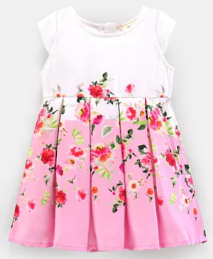 بونفينو فستان حفلات بأكمام كاب وطباعة زهور - وردي