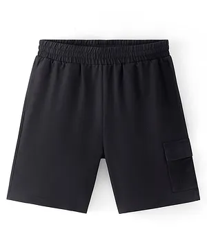 Pine Active Solid Shorts With Pocket- Black
