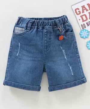 Babyhug Washed Mid Thigh Shorts - Blue