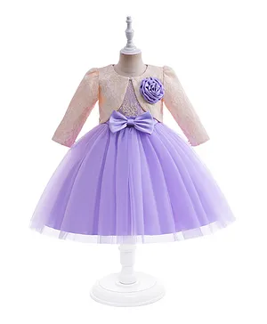 DDaniela Bow Applique Party Dress - Purple