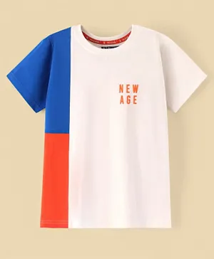 Pine Kids Half Sleeves Biowashed T-Shirt Text Print - White