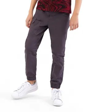 Primo Gino Cotton Elastane Ankle Length Solid Jogger with Pocket - Grey