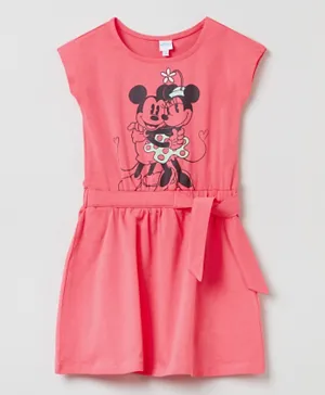 OVS Mickey And Minnie Mouse Crew Neck Dress - Pink