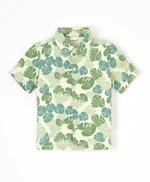 Babyhug Half sleeve Knitted Tropical Printed Shirt - Green
