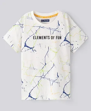 Pine Kids 100% Cotton Half Sleeves Bio Washed T-Shirt Text Print - White