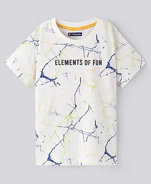Pine Kids 100% Cotton Half Sleeves Bio Washed T-Shirt Text Print - White