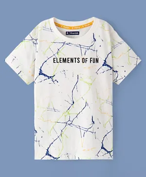 Pine Kids 100% Cotton Half Sleeves Bio Washed T-Shirt Text Print - White
