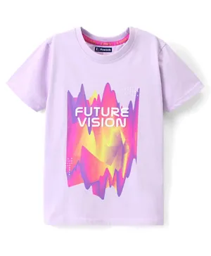 Pine Kids 100% Cotton Half Sleeves Bio Washed T-Shirt Text Print - Purple