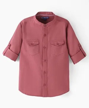 Pine Kids Soft Hand Feel Cotton Twill Full Sleeves Solid Shirt - Pink