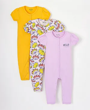 Bonfino 3 Pack Round Neck Rompers - Multicolor
