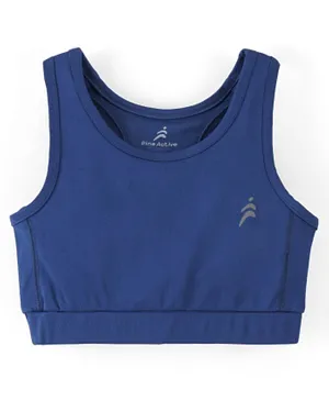 Pine Active Sleeveless Stretchable Sports Bra Solid Colour - Blue
