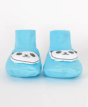 Babyhug  100% Cotton Booties Panda Print - Blue