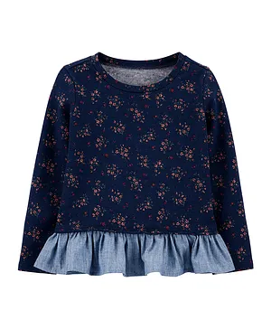 OshKosh B'Gosh Floral Peplum Top - Blue