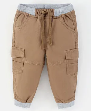 Babyhug Cotton Lycra Full Length Solid Color Lounge Pant - Khaki