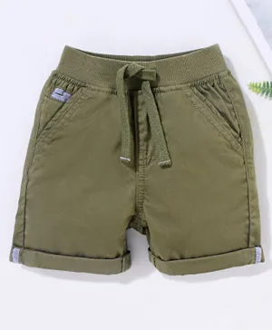 Babyhug Cotton Mid Thigh Length Soilid Colour Shorts - Olive Green