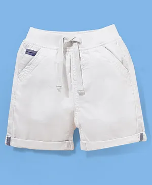 Babyhug Cotton Mid Thigh Length Soilid Colour Shorts - White