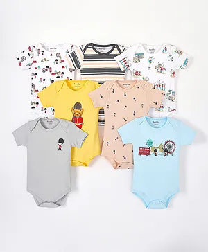 Bonfino 7 Pack Short Sleeves Onesies - Multicolor