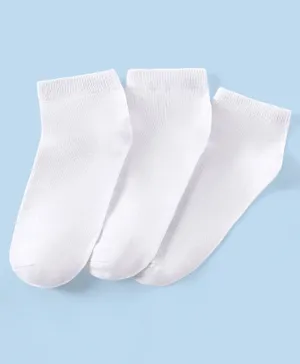 Pine Kids Ankle Length Anti Microbial Bio Washed Socks Pack Of 3 - White