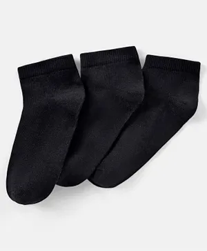 Pine Kids Anti Microbial Biowashed Ankle Length Socks Pack of 3 - Black