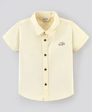 Bonfino 100% Cotton Elastane Short Sleeve Shirt - Light Yellow