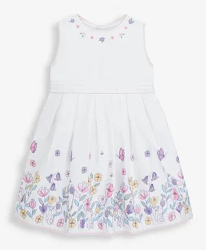 JoJo Maman Bebe Floral Embroidered  Dress - White