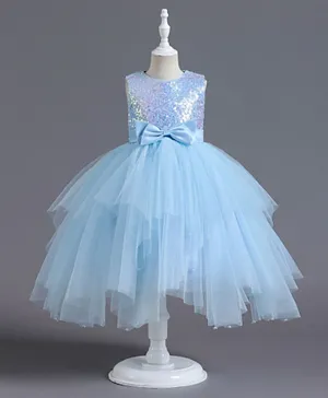 Kookie Kids Bow Applique Lace Party Dress - Blue