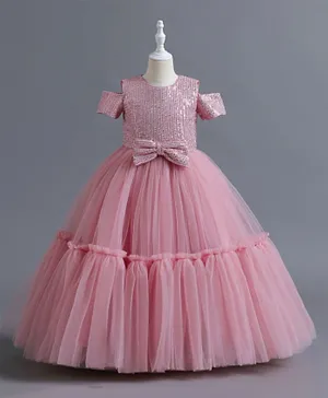 Kookie Kids Bow Applique Party Dress - Pink