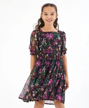 Primo Gino Lurex Floral Dress - Multicolor