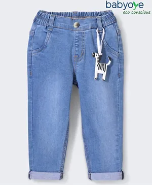 Babyoye Cotton Woven Full Length Washed Denim Jeans - Blue