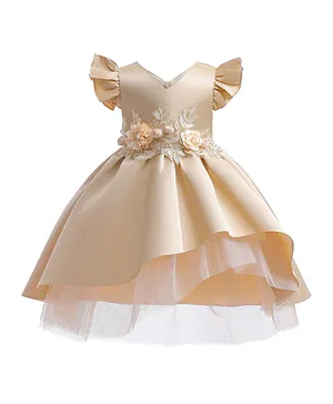 Kookie Kids Up  Down Flower Applique Party Dress - Golden