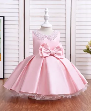 Kookie Kids Bow Applique Party Dress - Pink